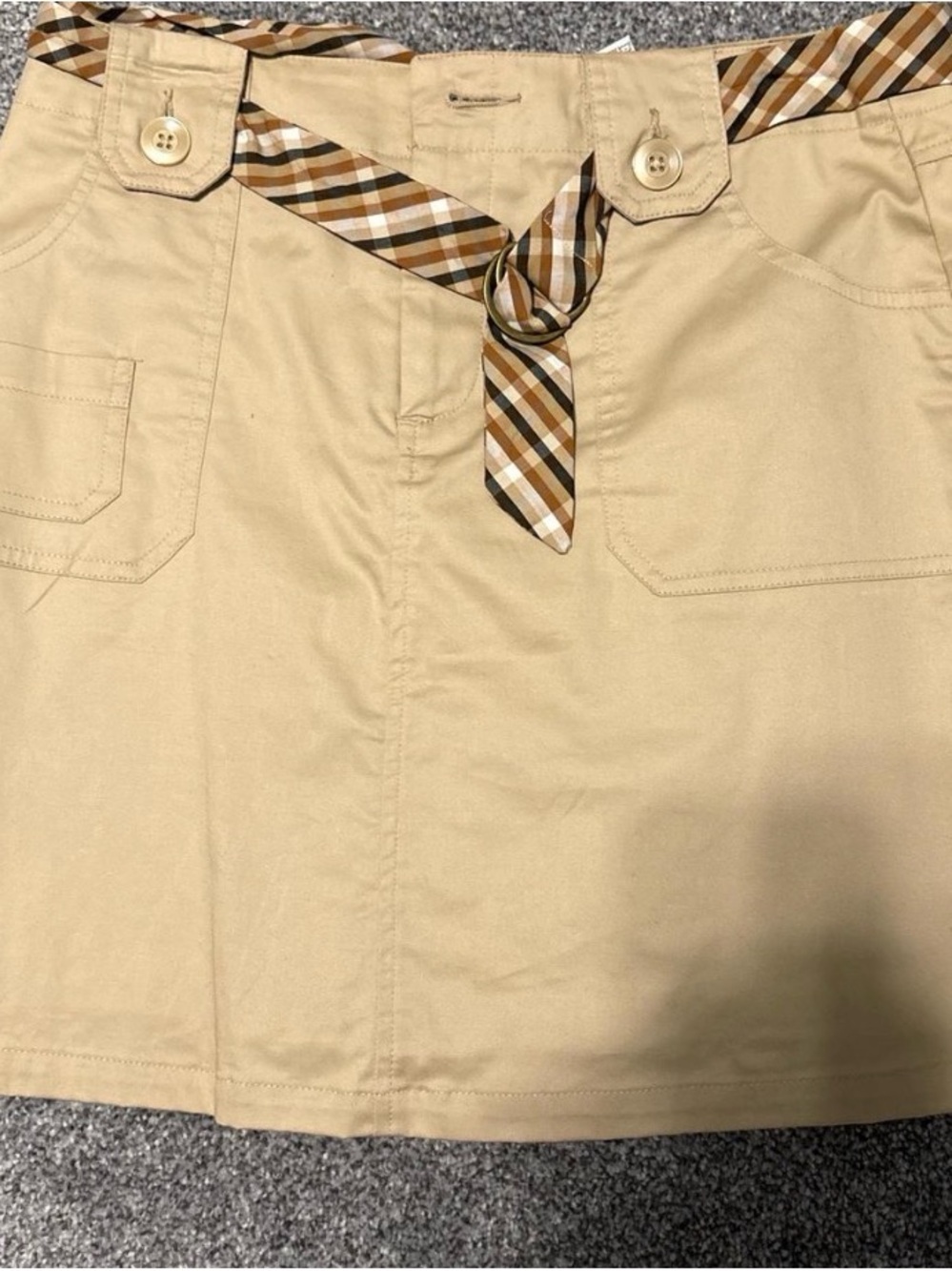 White Stag Tan Skort with Plaid Accent Belt